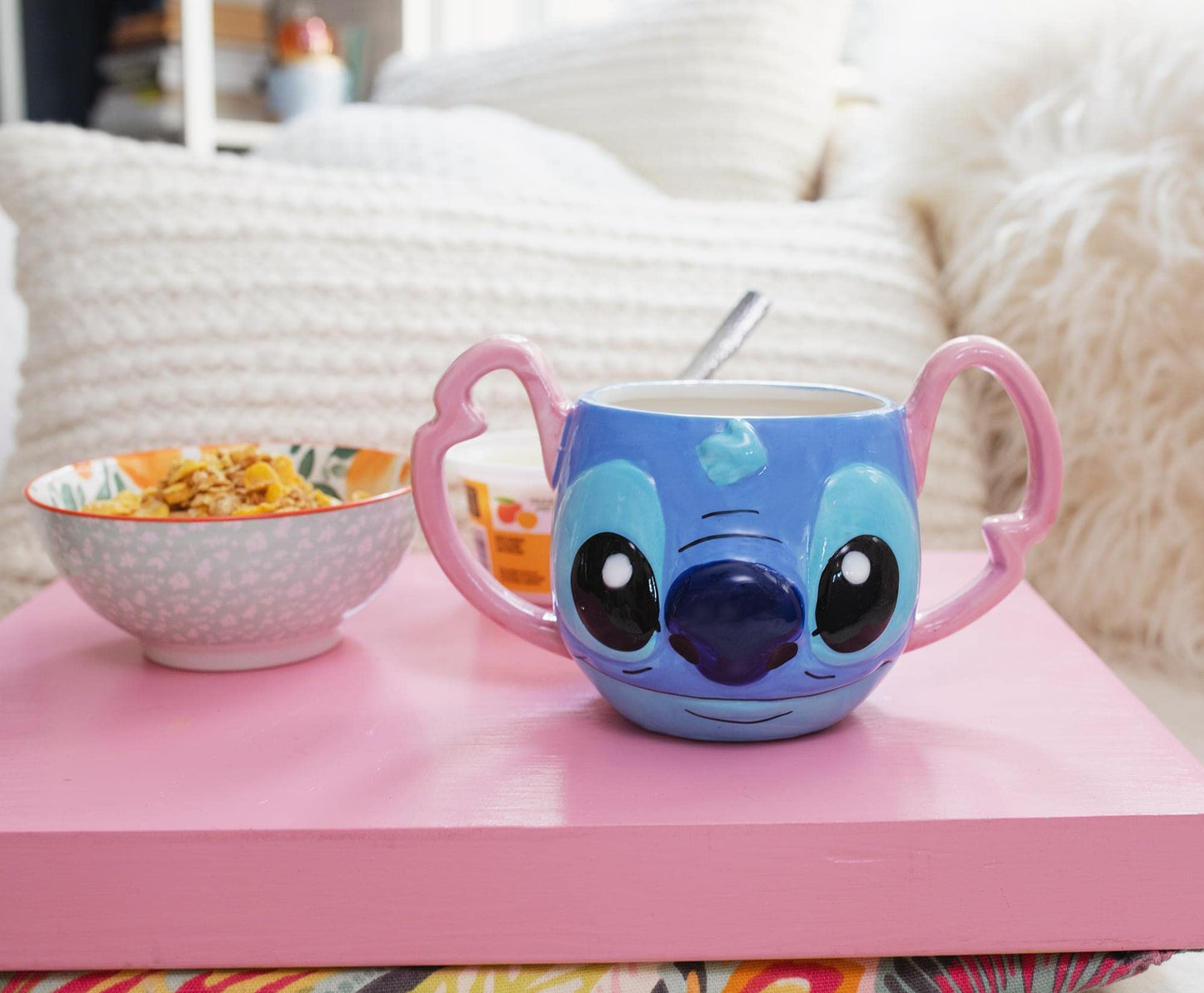 Silver Buffalo Disney Caneca de cerâmica esculpida 3D com rosto Lilo & Stitch Stitch, 473 ml