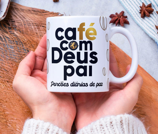 Caneca Café com Deus Pai Porções Diárias de Paz - 325ml